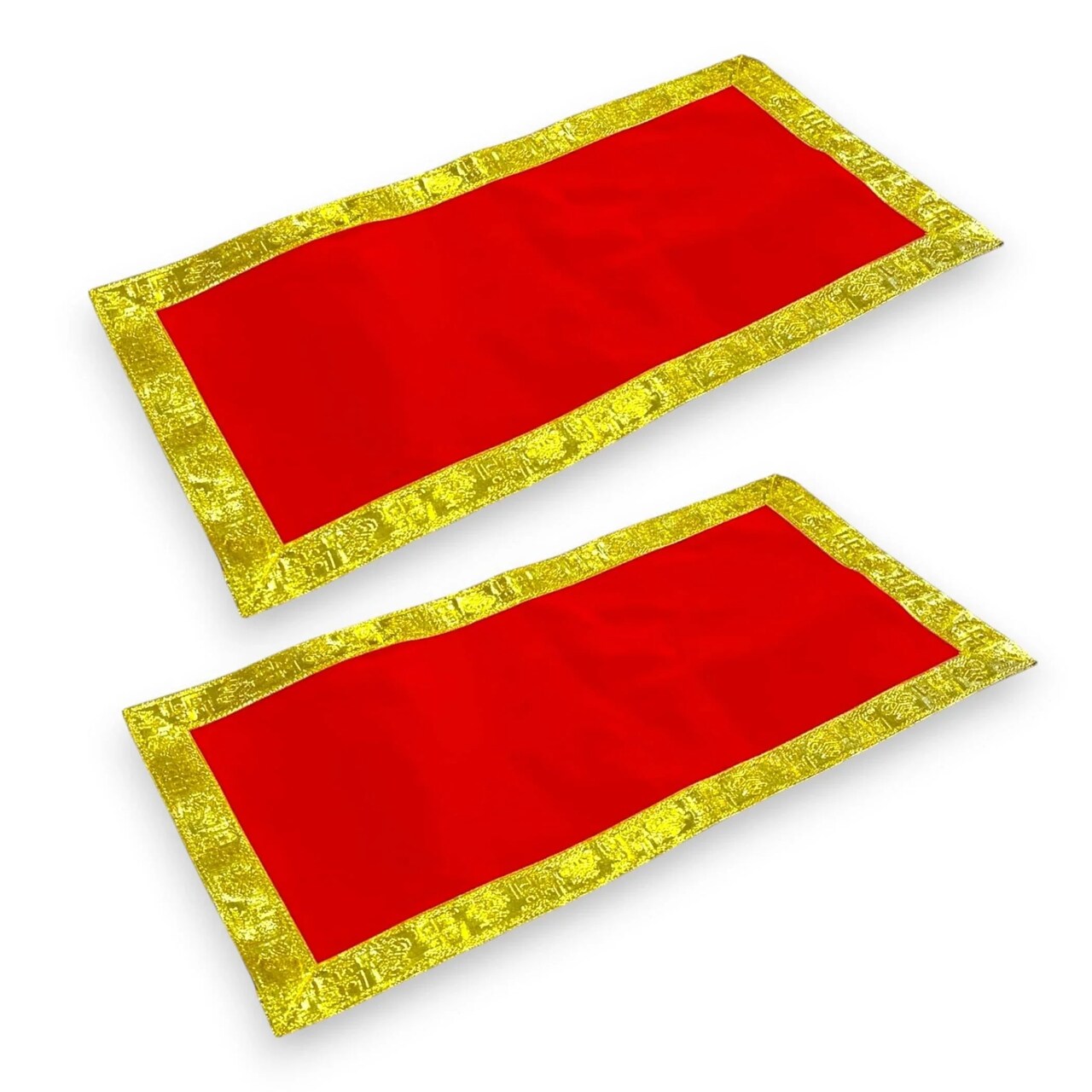 2/4CT Velvet Pooja Mat Aasan Cloth for God Goddess Idol Puja Asan Mandir Temple Home Office Decor Base Chowki Asana Indian Festival Diwali Decoration Item Housewarming Gift